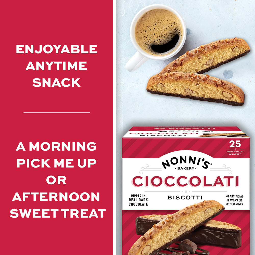 Nonni's biscotti with almonds and walnuts emphasizes wholesome ingredients.