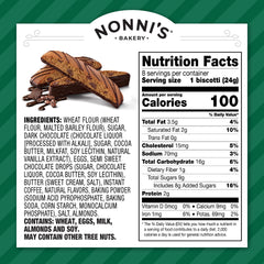 Nonni's biscotti dipped in chocolate showcases gourmet coating and coffee-crunch.