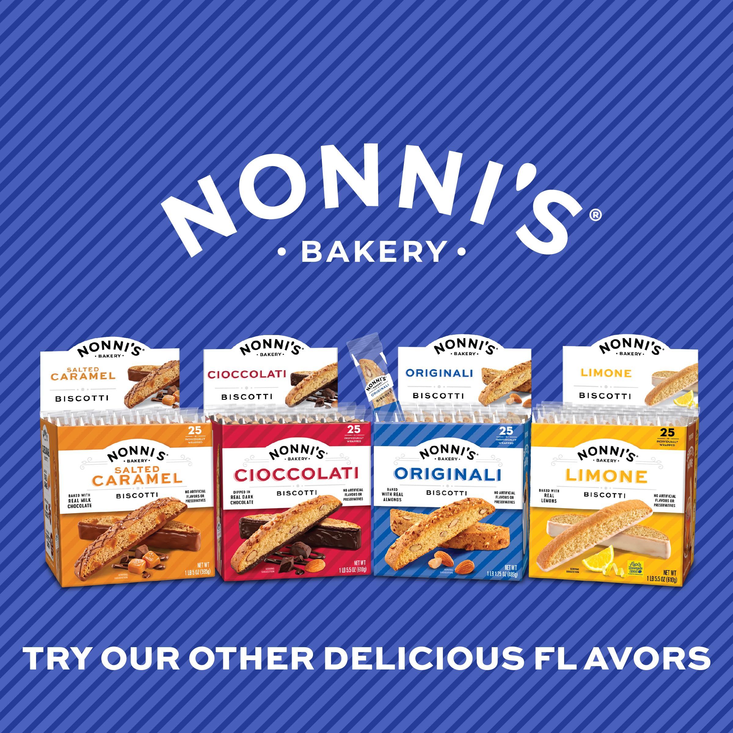 Nonni's Limone Biscotti lemon aroma enhances any lunch box or snack moment.