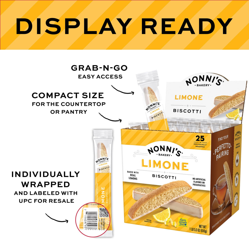 Nonni's Limone Biscotti perfect for gifting and sharing at celebrations.
