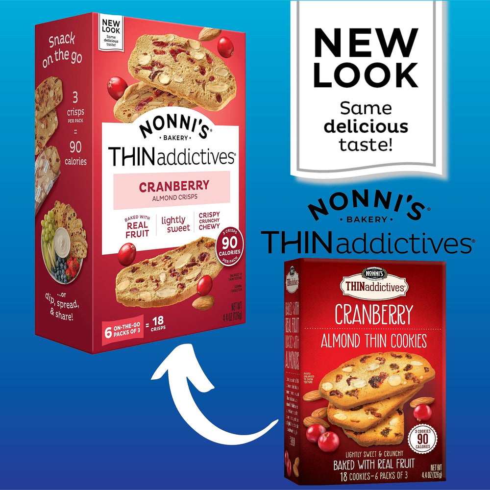 Nonni's Thin Addictives Cranberry Almond Thins crisp texture, perfect with cheese boards