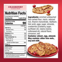 Nonni's Thin Addictives Cranberry Almond Thins ingredients close-up, great for mindful snacking