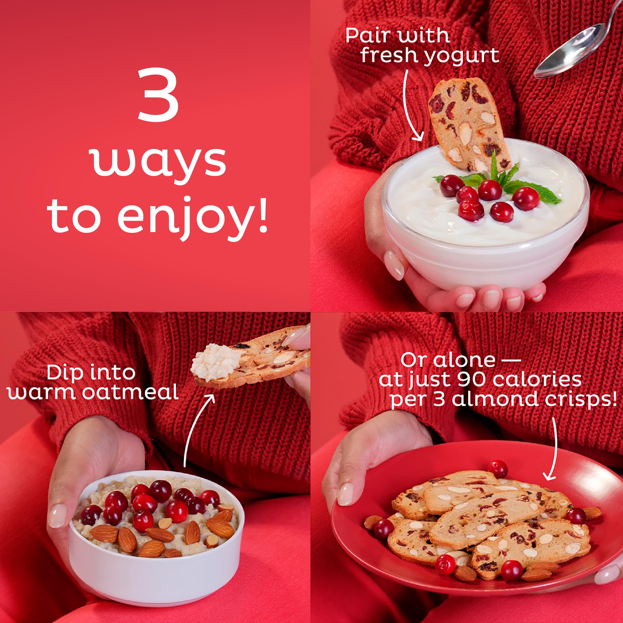 Nonni's Thin Addictives Cranberry Almond Thins serving plate, snack-ready and shareable