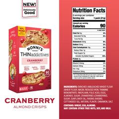 Packaged Nonni's THINaddictives Cranberry Almond Crisps in a six-pack for on-the-go