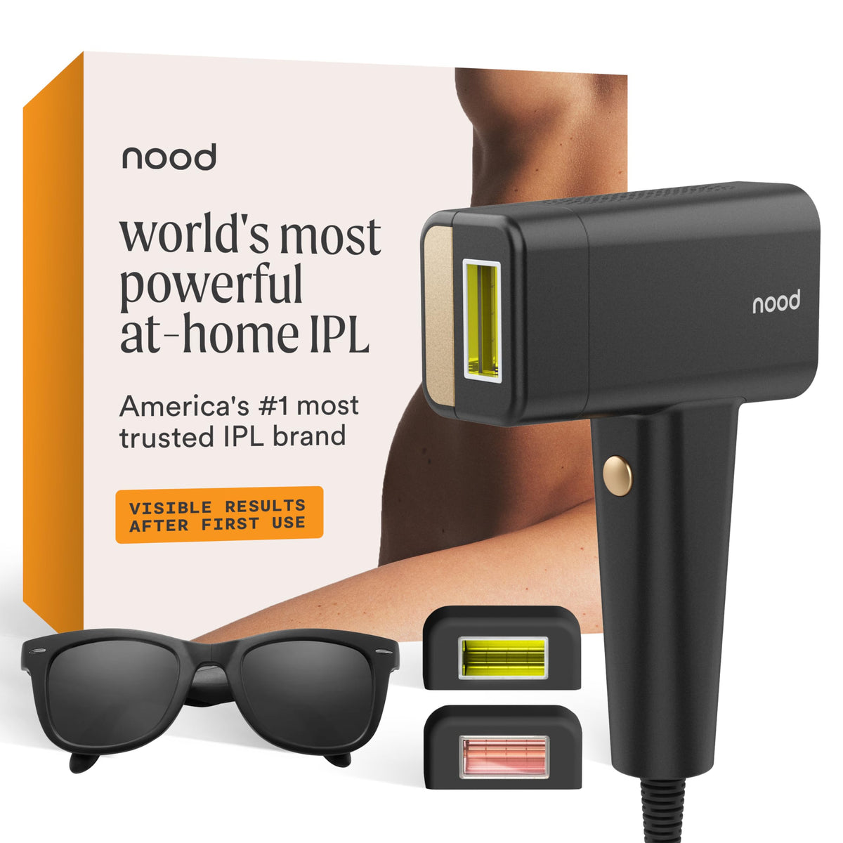 Nood Flasher Pro front view in matte black for at-home hair removal.