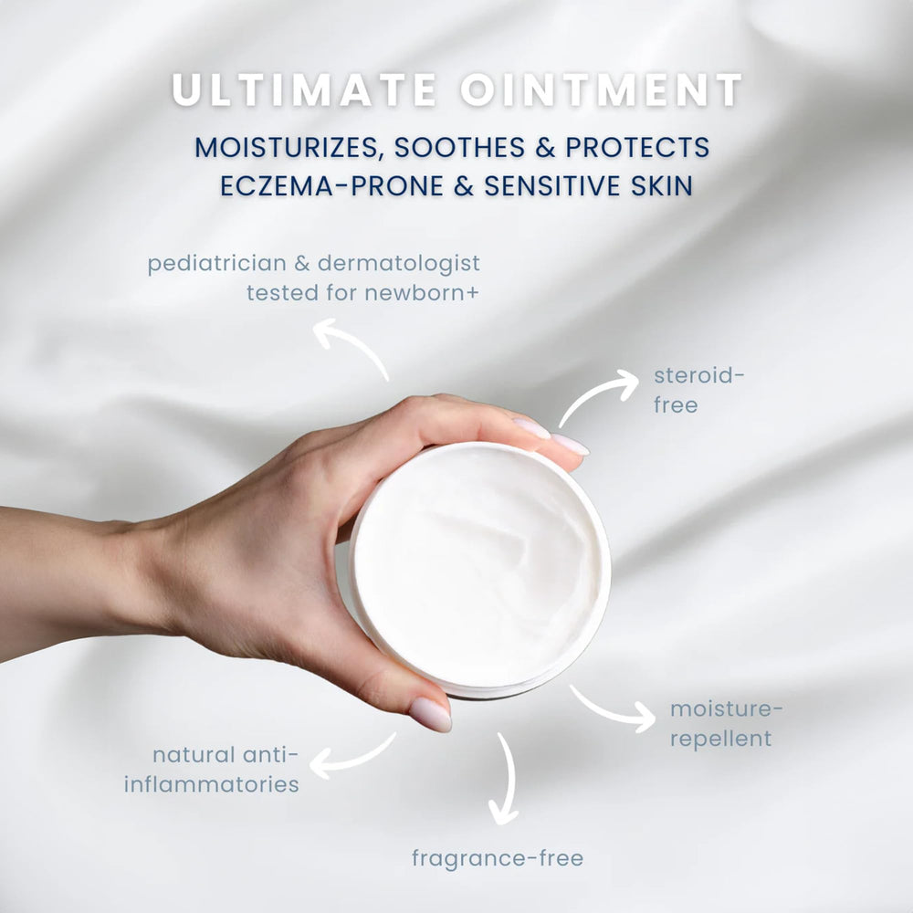 Noodle & Boo zinc-oxide barrier on skin protecting against further irritation.