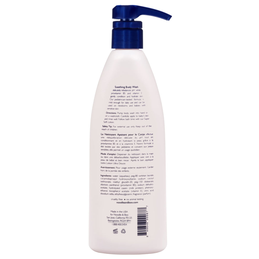 Noodle & Boo soothing baby body wash pour into bath to create a moisturizing soak.
