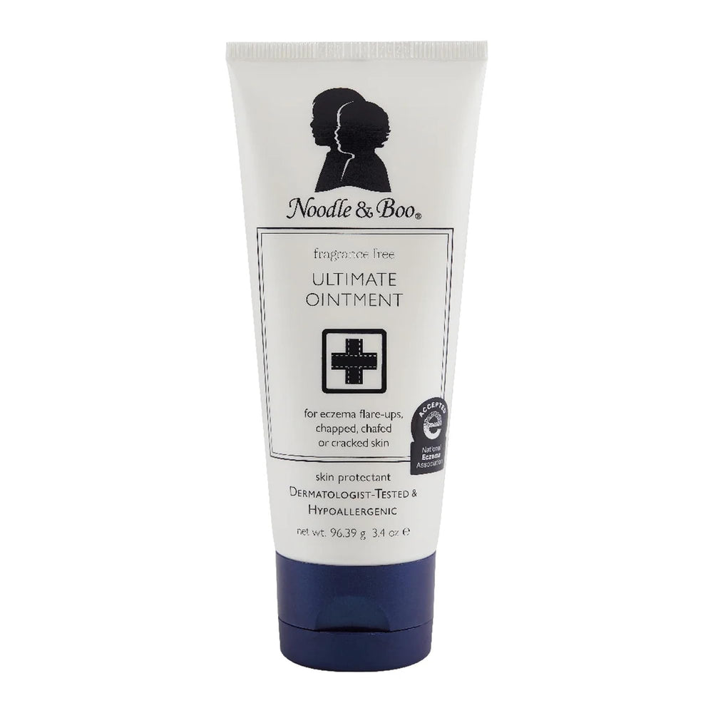 Noodle & Boo ultimate baby ointment tube close-up for fragrance-free soothing care.