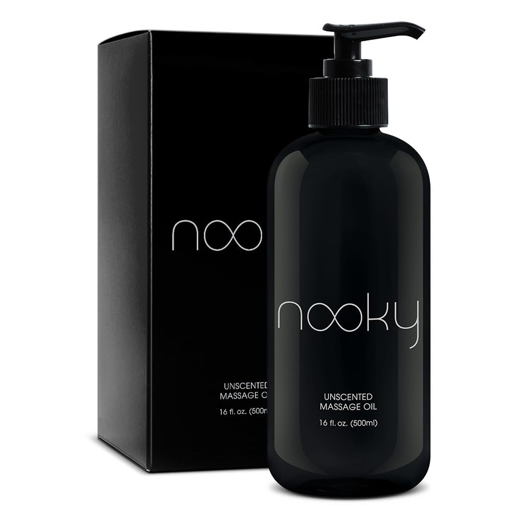 Nooky Unscented Massage Oil 16oz bottle ready for smooth, fragrance-free massages.