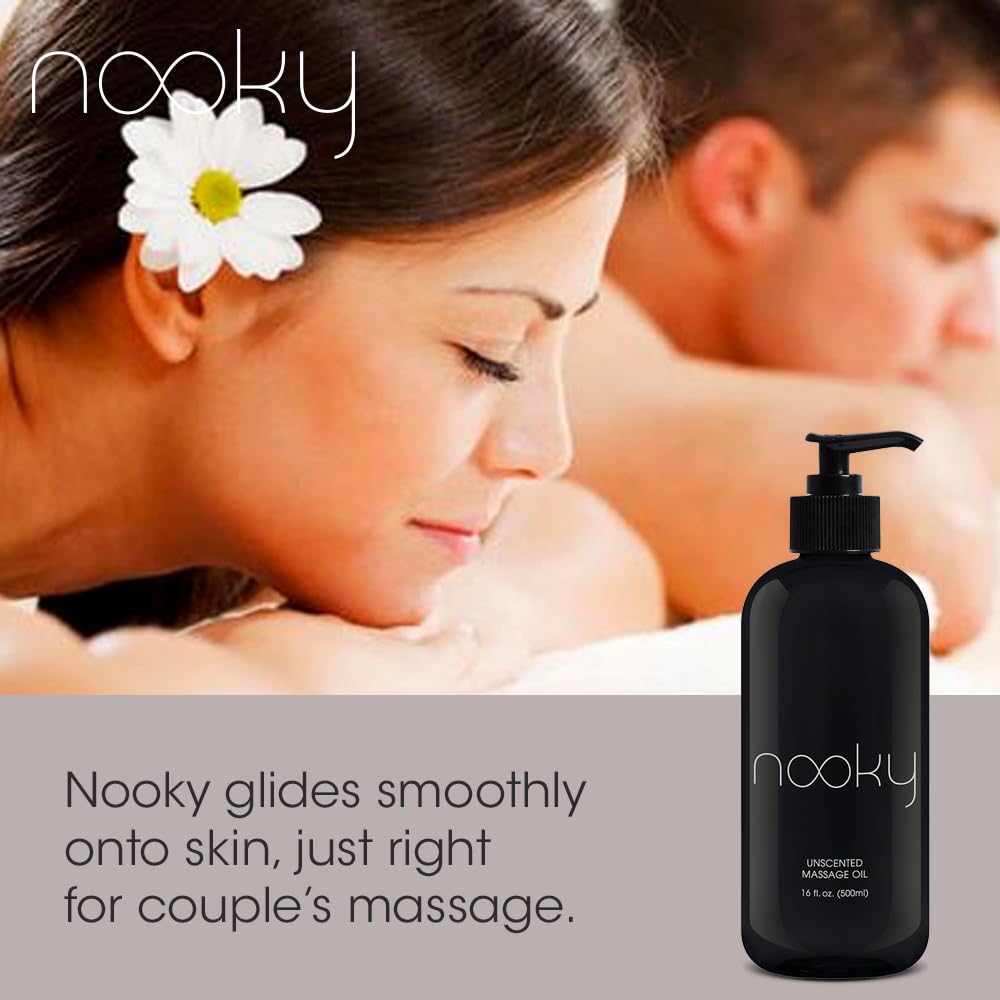 Nooky Unscented Massage Oil texture closeup highlighting light absorption.
