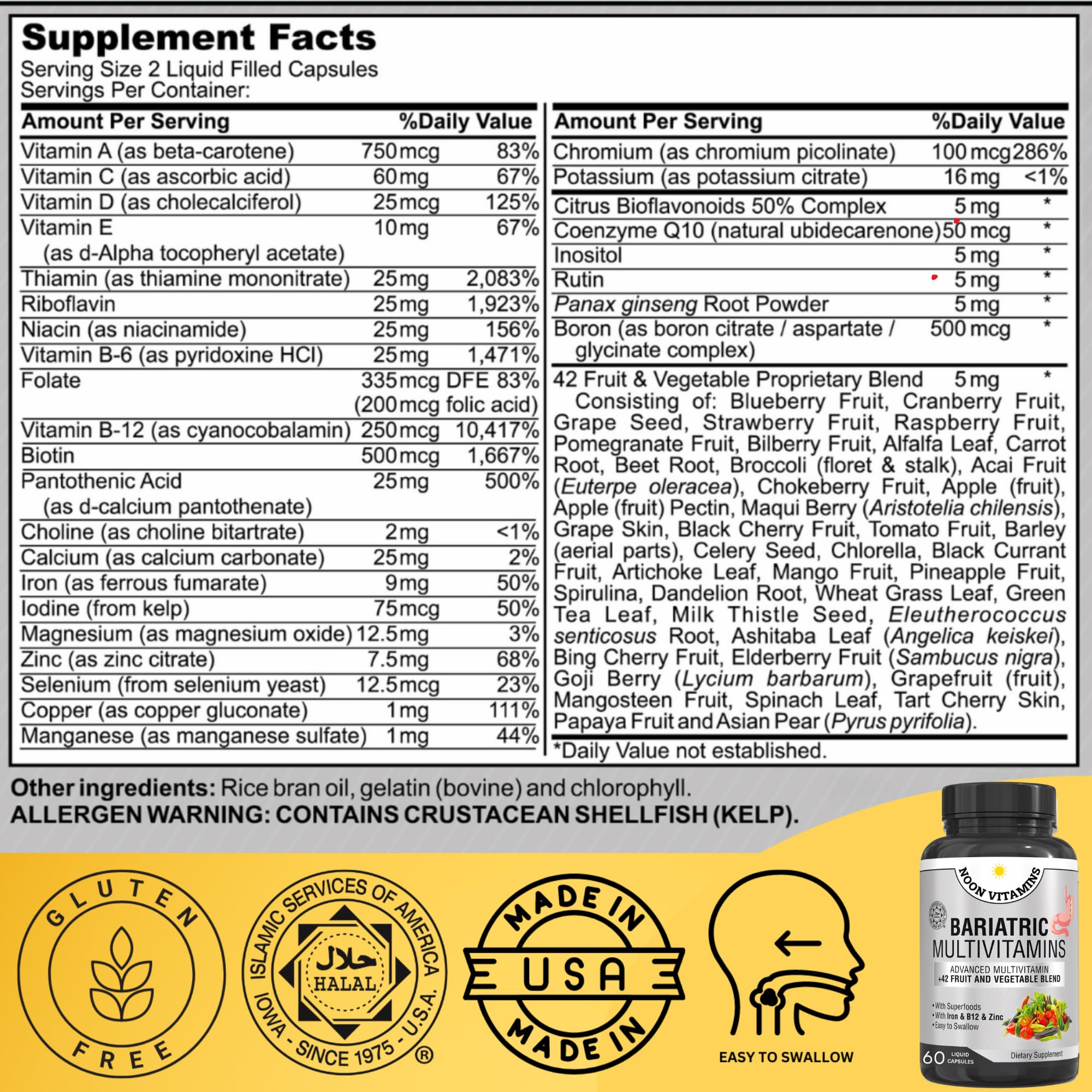 Close-up of NOON VITAMINS liquid capsules dissolving for fast absorption.
