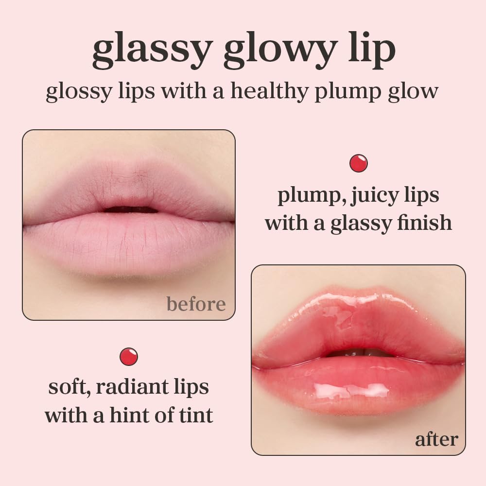 Appleberry lip oil swatch from NOONI provides natural tint and hydrated lips.