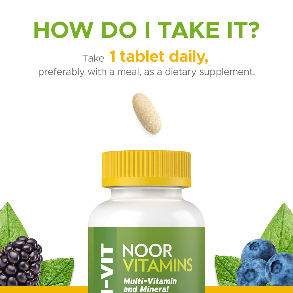 Noor Vitamins non-GMO badge on bottle indicates clean ingredients