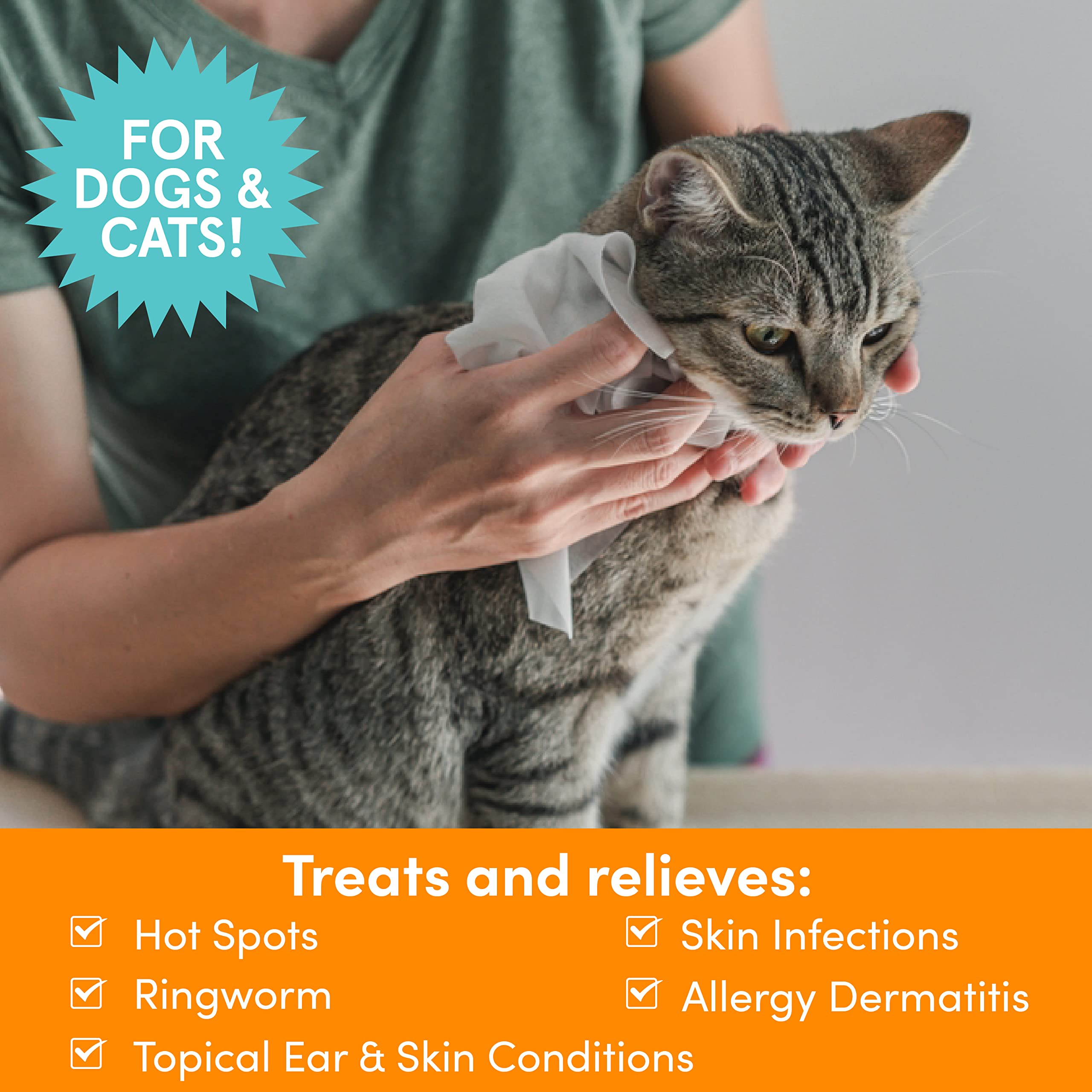 Nootie wipes applied to skin areas like hotspots for relief.