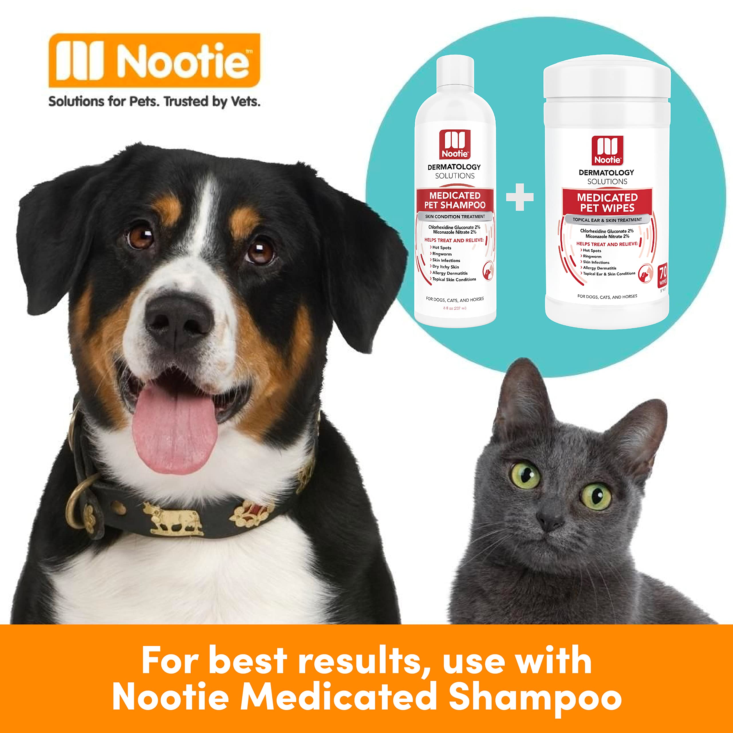 Nootie medicated wipes on skin care area illustrating broad use.