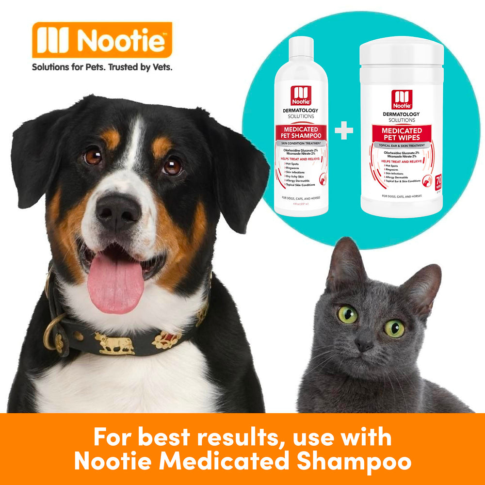 Nootie medicated wipes on skin care area illustrating broad use.