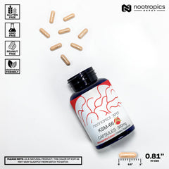 Nootropics Depot KSM-66 capsules spilled for easy daily use in routines.