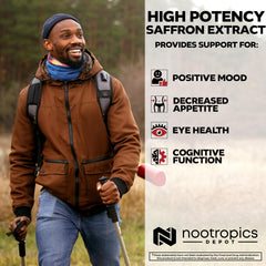 Nootropics Depot saffron capsules ingredients panel notes crocins and safranals.