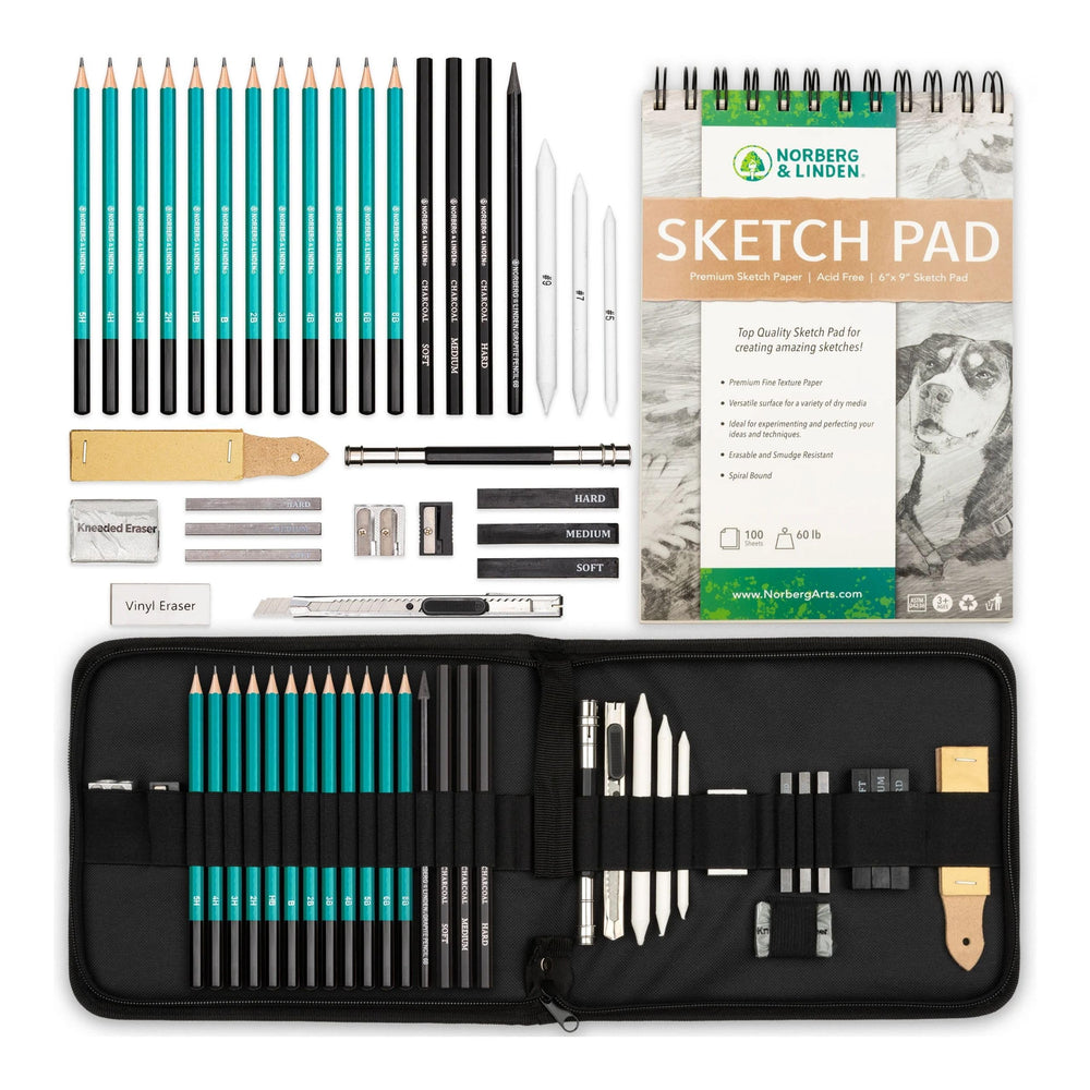 Norberg & Linden XL drawing set with sketch pad for practice and composition