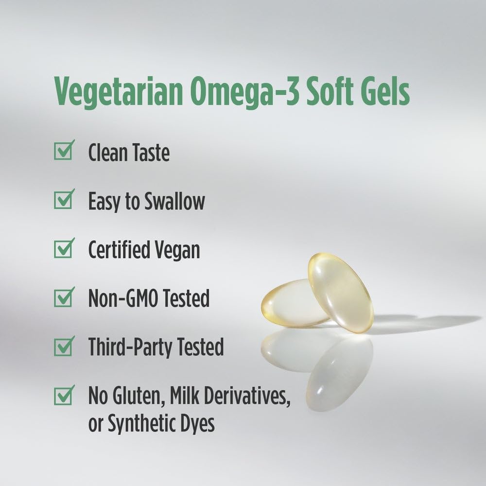 Nordic Naturals Algae DHA ingredient panel showing vegan, non-GMO formula for plant-based support.
