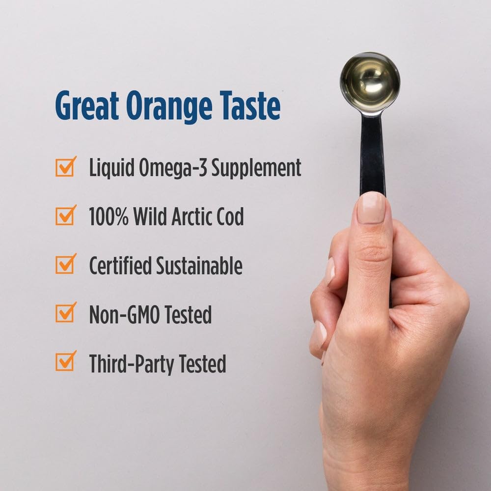 Nordic Naturals Arctic Cod Liver Oil orange flavor sample visual.