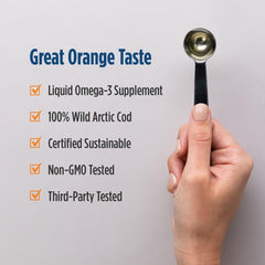 Nordic Naturals Arctic Cod Liver Oil orange flavor sample visual.