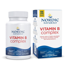 Nordic Naturals Vitamin B Complex bottle showing daily energy support.
