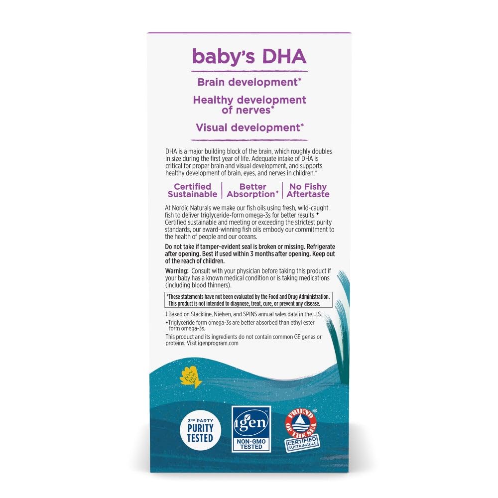 Nordic Naturals Baby’s DHA Arctic cod origin highlights purity and clean omega-3.