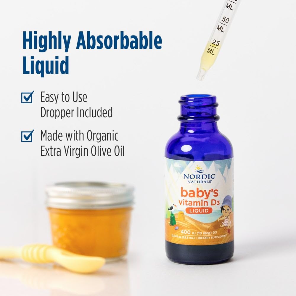 Nordic Naturals Baby's Vitamin D3 measuring dropper prepared for formula or breast milk