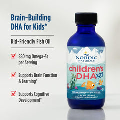 Nordic Naturals DHA Xtra label close-up highlighting purity and non-GMO assurance