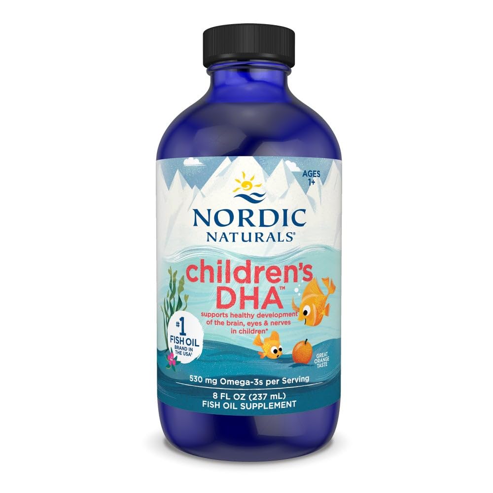 Nordic Naturals Children's DHA orange bottle – ready-to-pour daily omega-3 support.