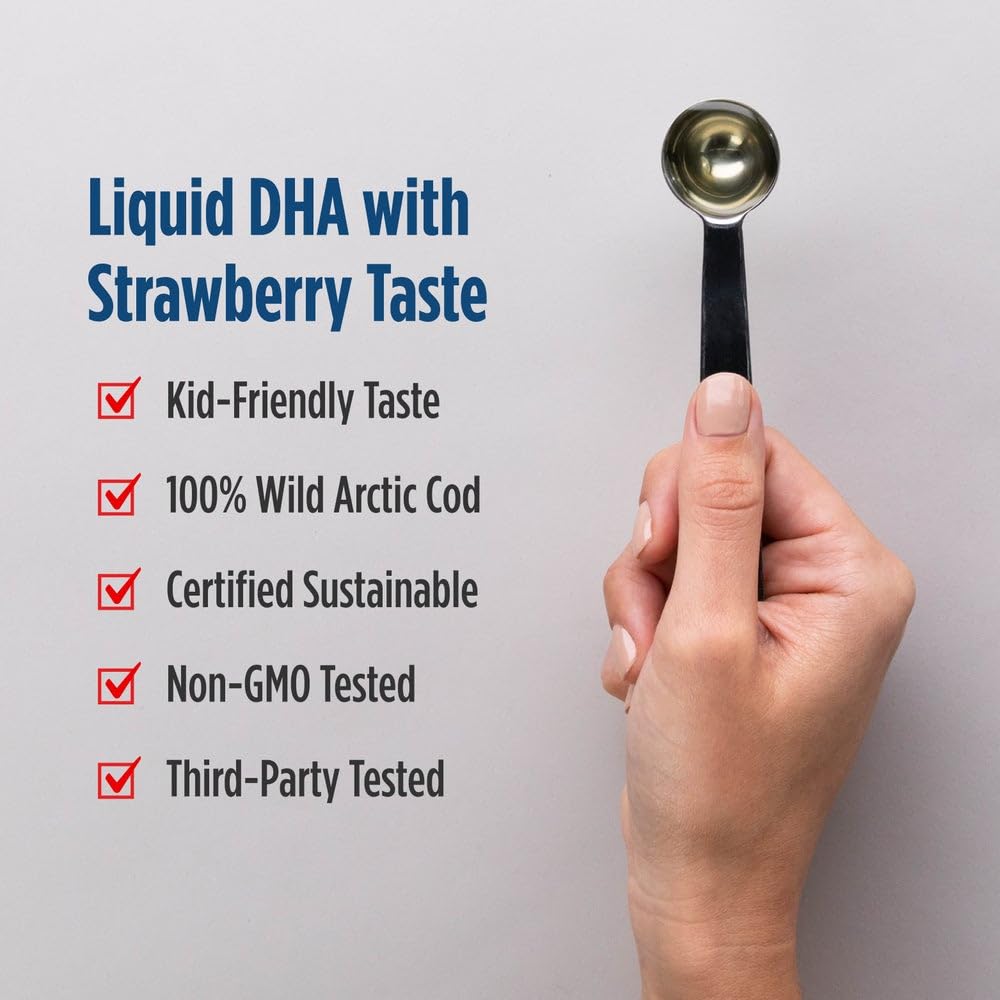 Nordic Naturals Children's DHA bottle highlights wild Arctic cod origin and purity