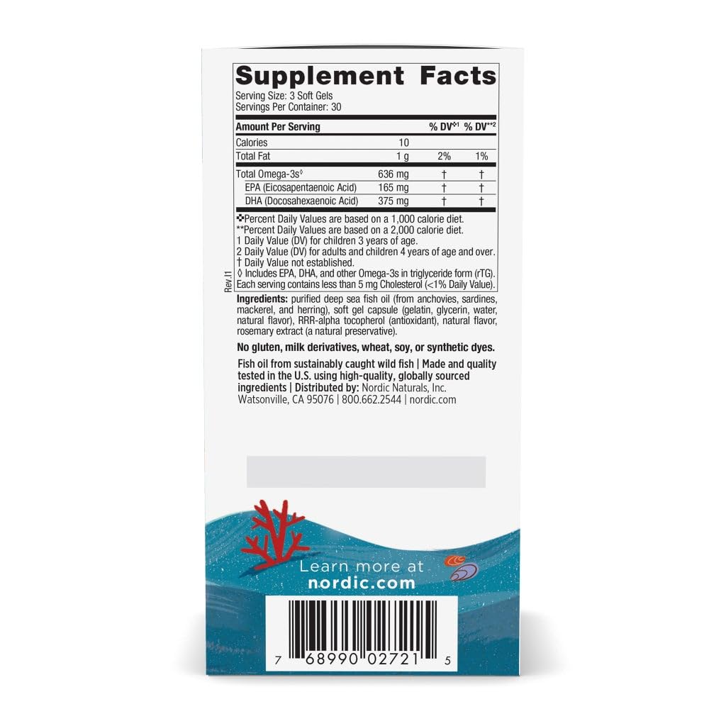 Nordic Naturals DHA Xtra berry-punch bottle front features clear labeling and 636 mg omega-3 potency.
