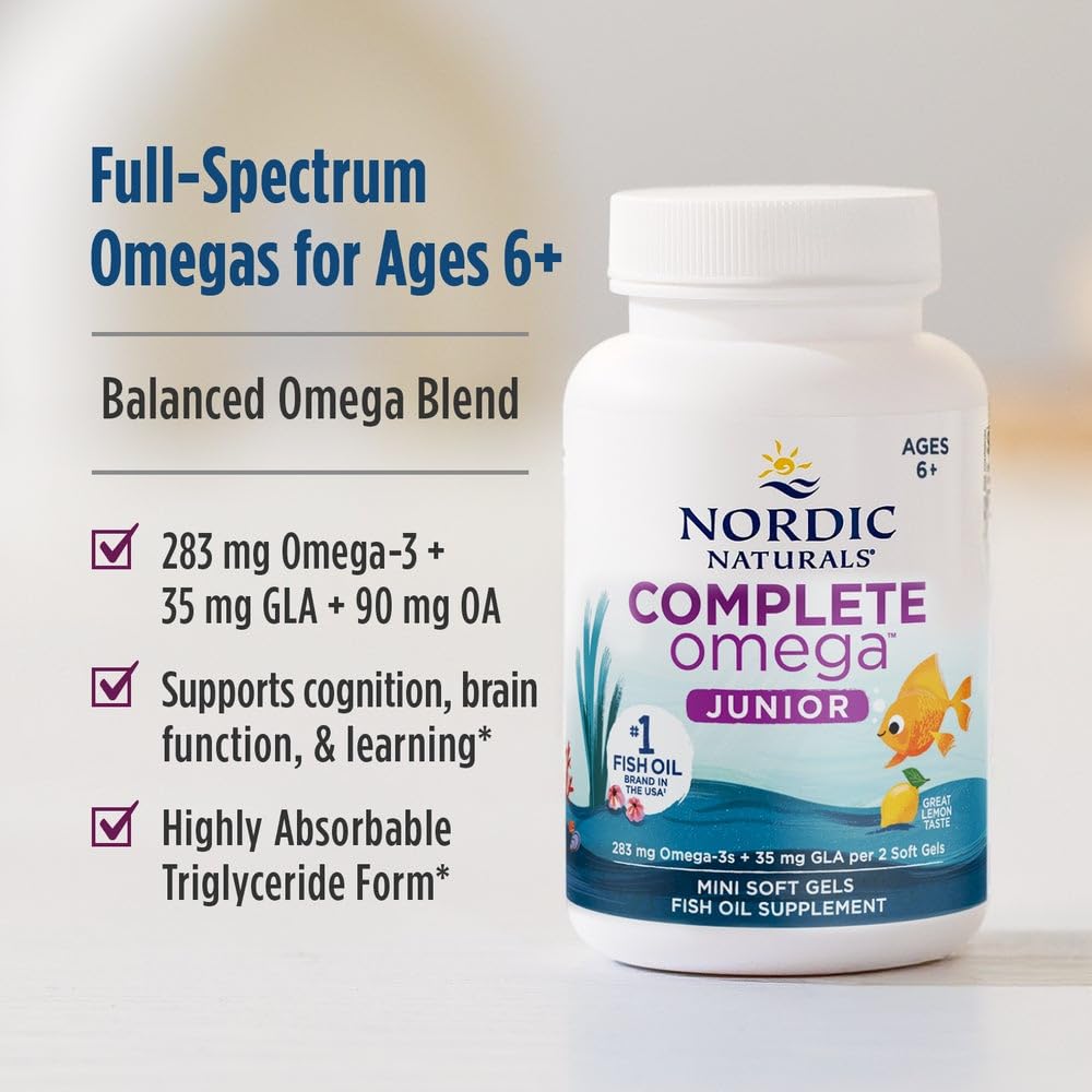 Nordic Naturals Complete Omega Jr. lemon soft gels close-up for easy daily use