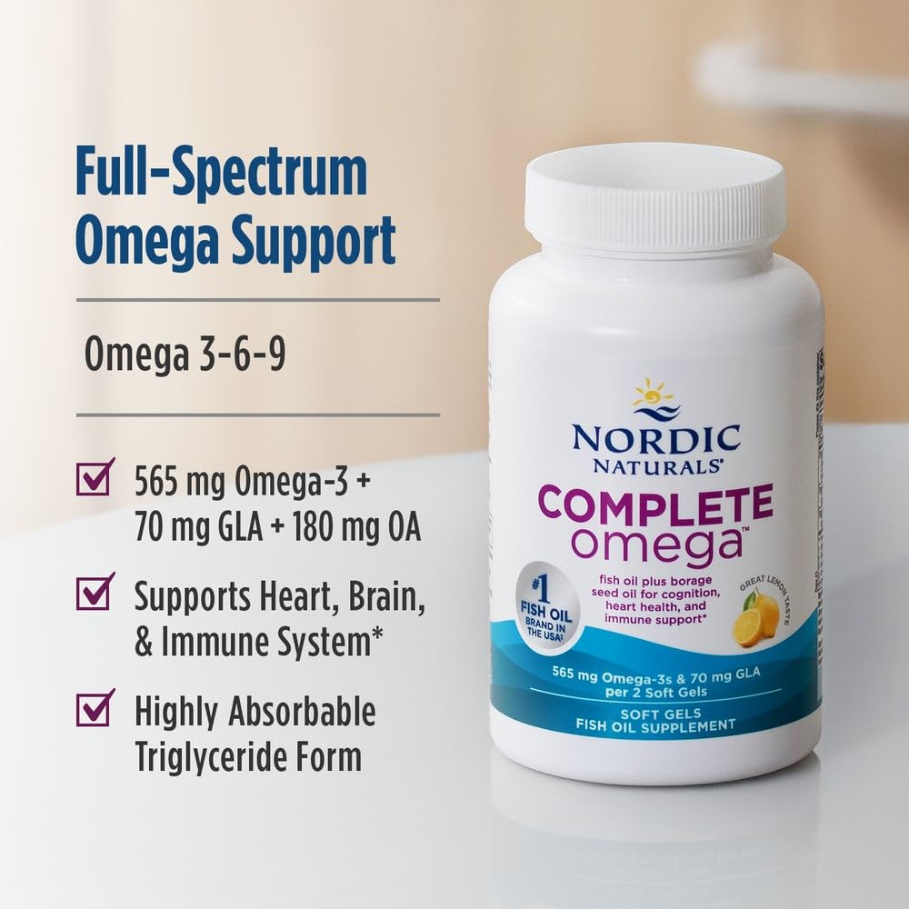 Nordic Naturals Complete Omega lemon label detail highlighting ingredients.