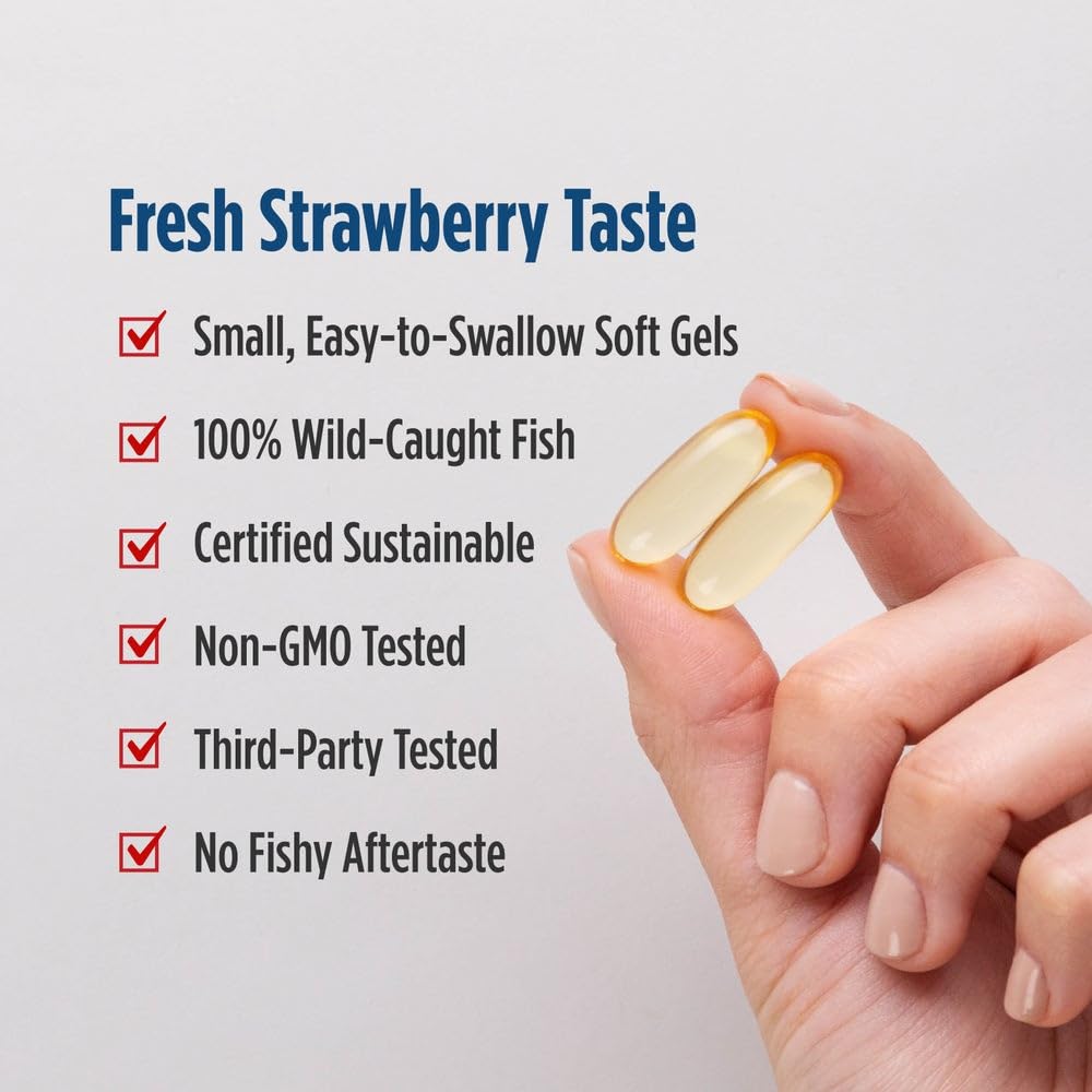 Nordic Naturals DHA Strawberry bottle with water suggests convenient daily use