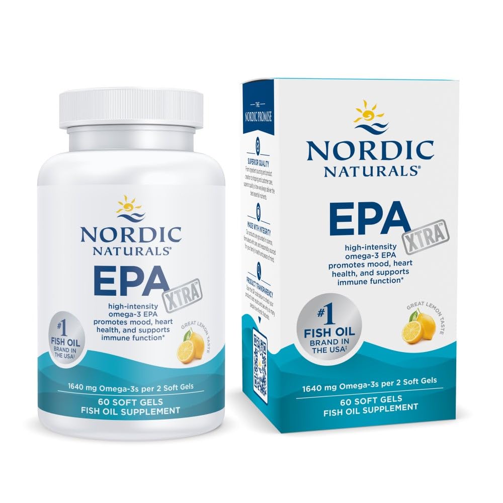 Nordic Naturals EPA Xtra Lemon bottle shows high potency omega-3 per serving