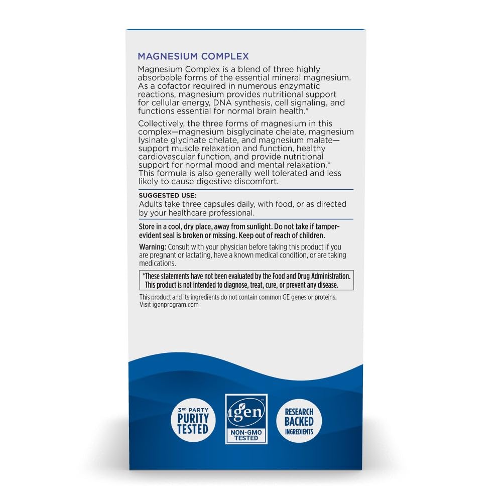 Nordic Naturals Magnesium Complex bottle showing three forms for absorption.