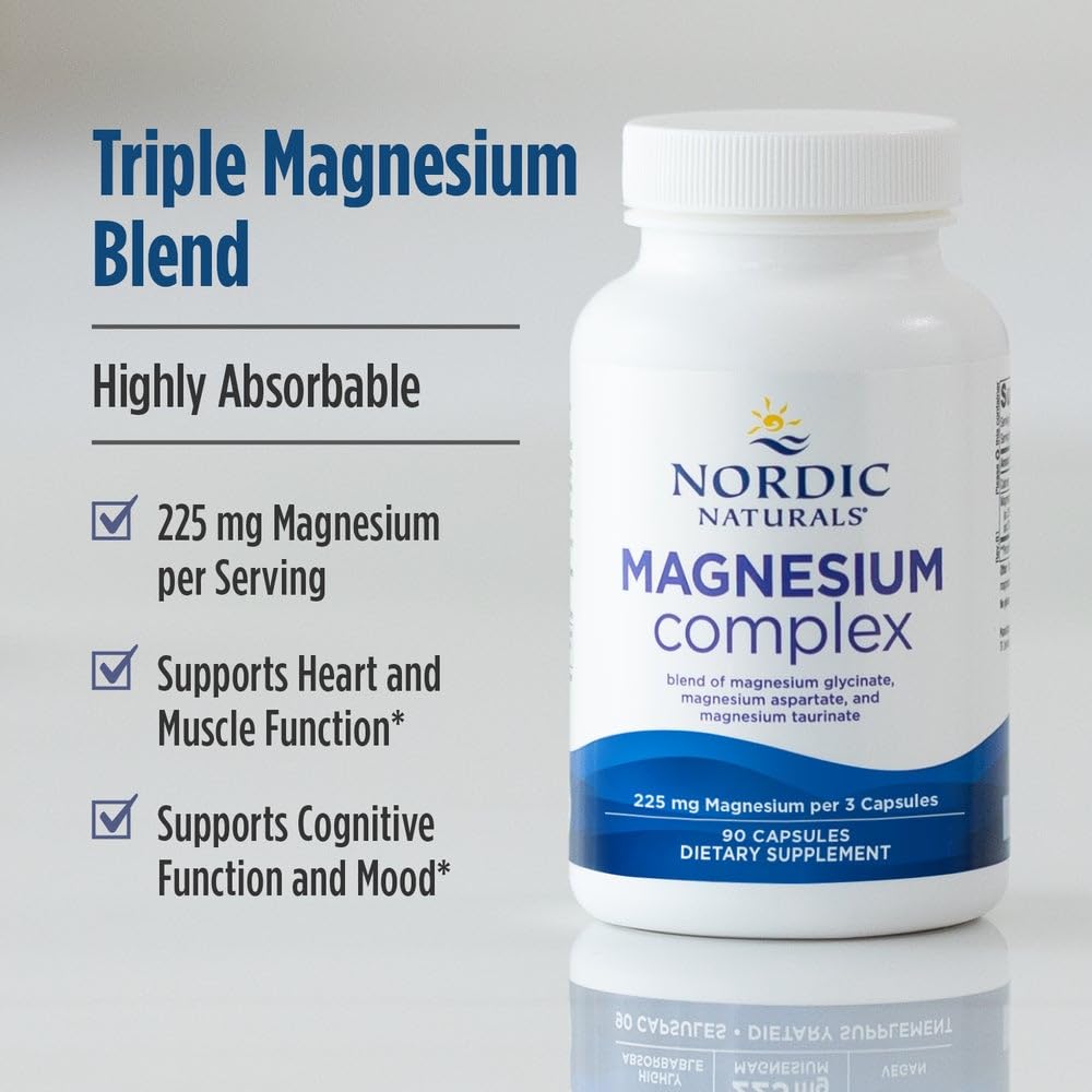 Nordic Naturals Magnesium Complex label highlighting vegan, non-GMO purity.