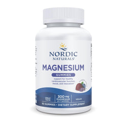Nordic Naturals Magnesium Gummies bottle highlights 300 mg per serving for mood support.