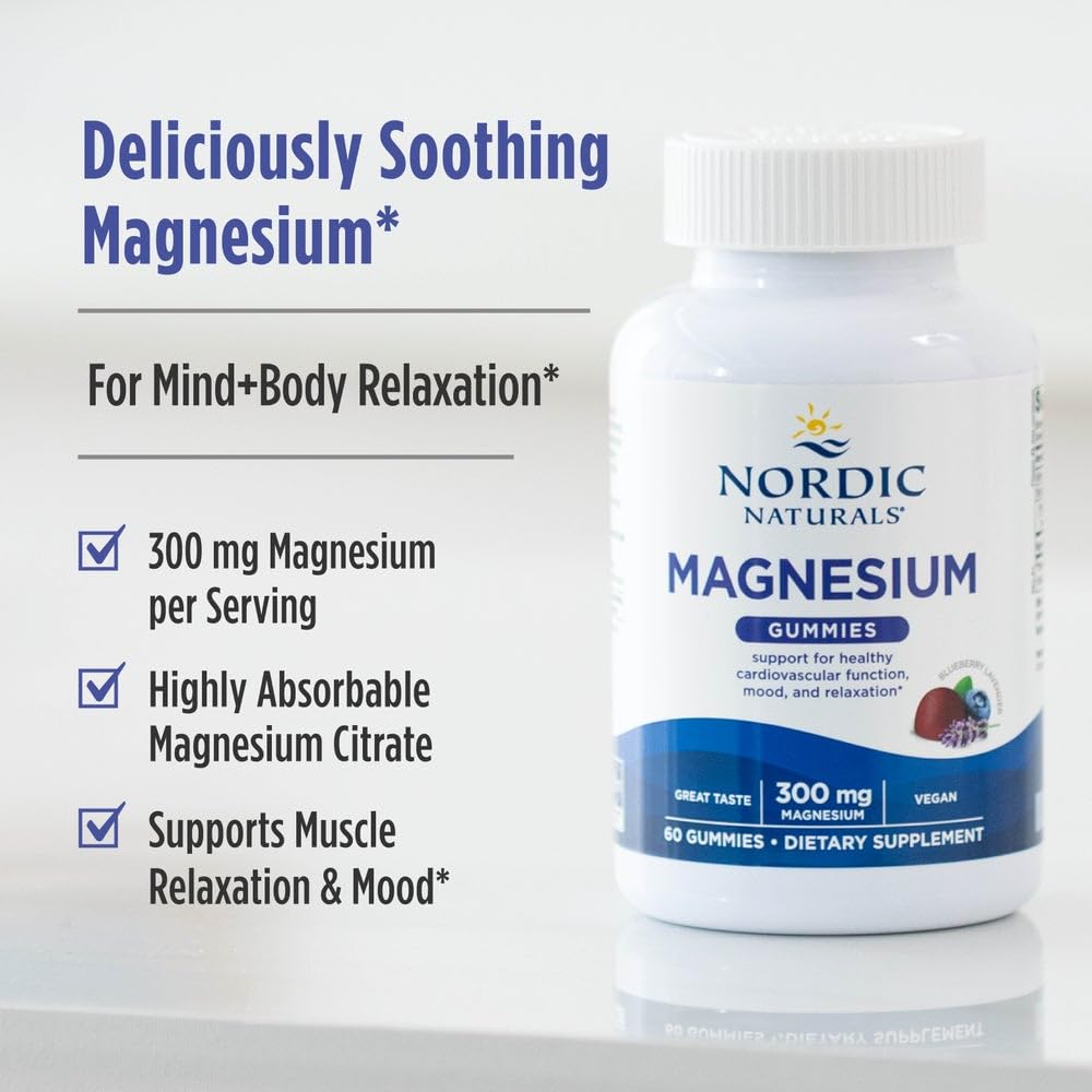 Nordic Naturals Magnesium Gummies ingredients label shows bioavailable magnesium citrate.