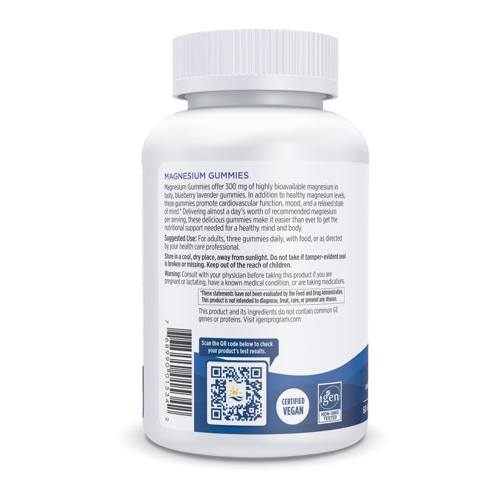 Nordic Naturals Magnesium Gummies on a kitchen shelf ready for daily use.