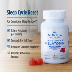 Nordic Naturals Melatonin Gummies serving suggestion with glass