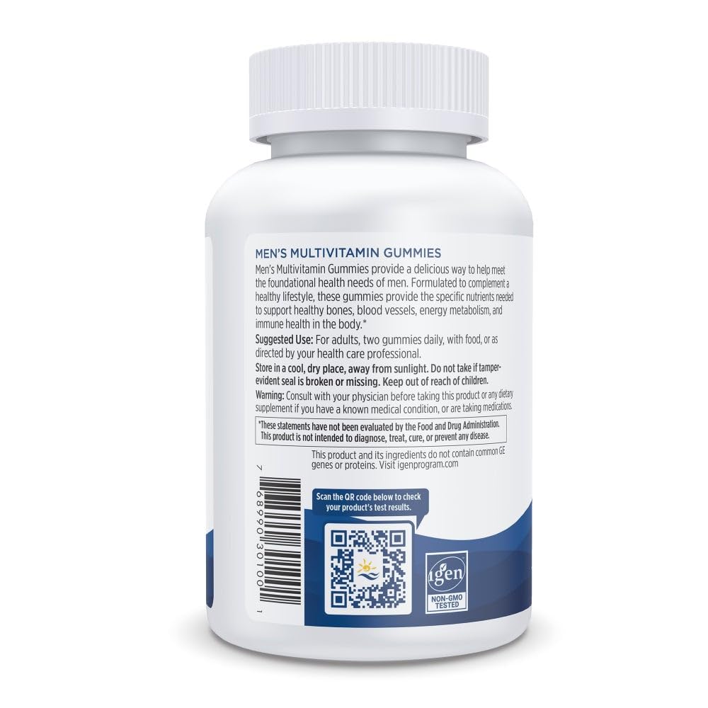 Nordic Naturals men's multivitamin gummies label shows non-GMO and vegetarian credentials