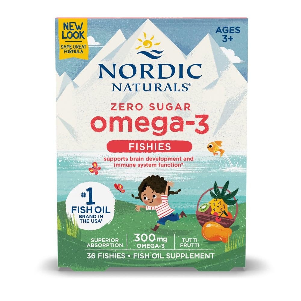Nordic Naturals Nordic Omega-3 Fishies bottle with tutti-frutti flavor for daily kids’ omega-3