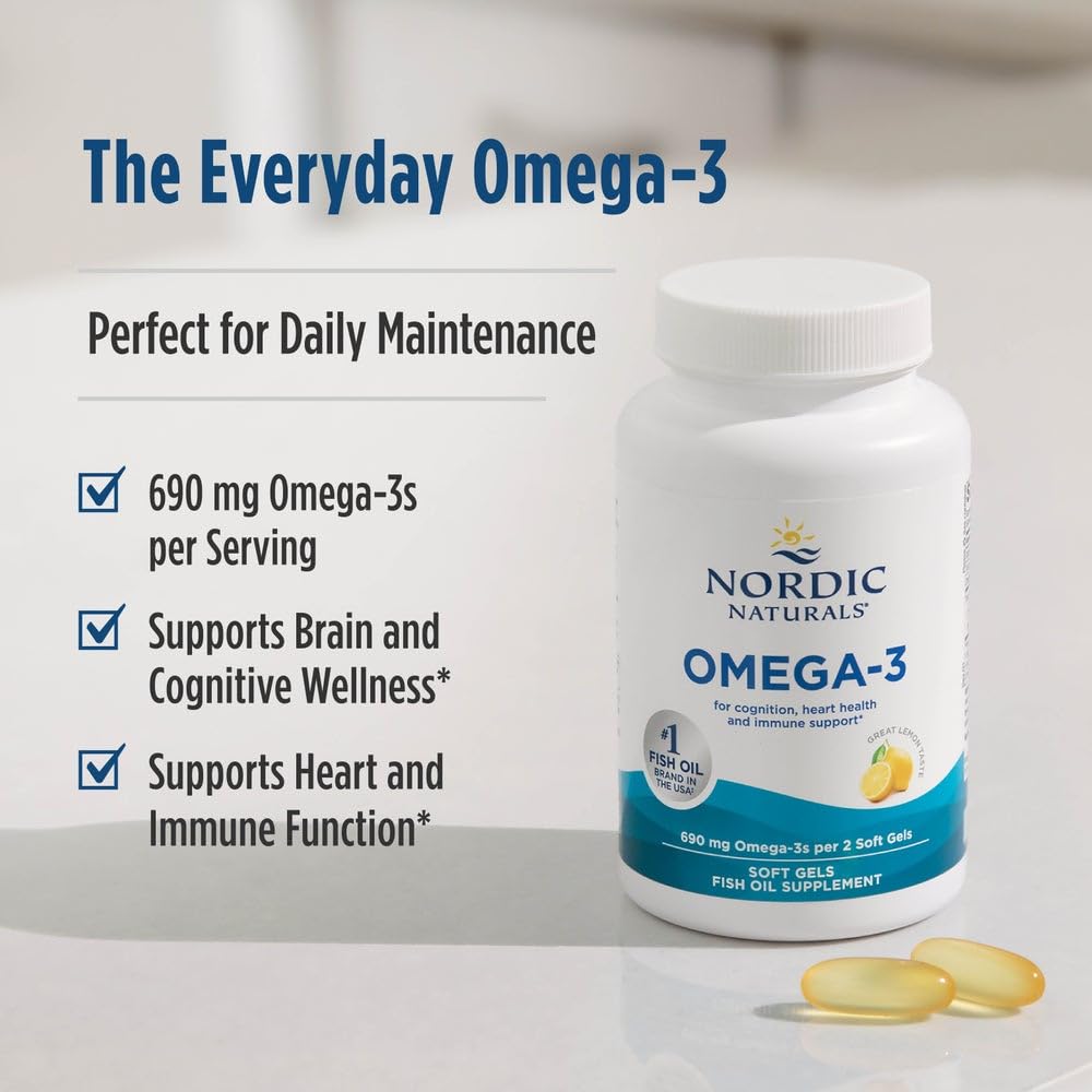 Nordic Naturals Omega-3 lemon pack on shelf.