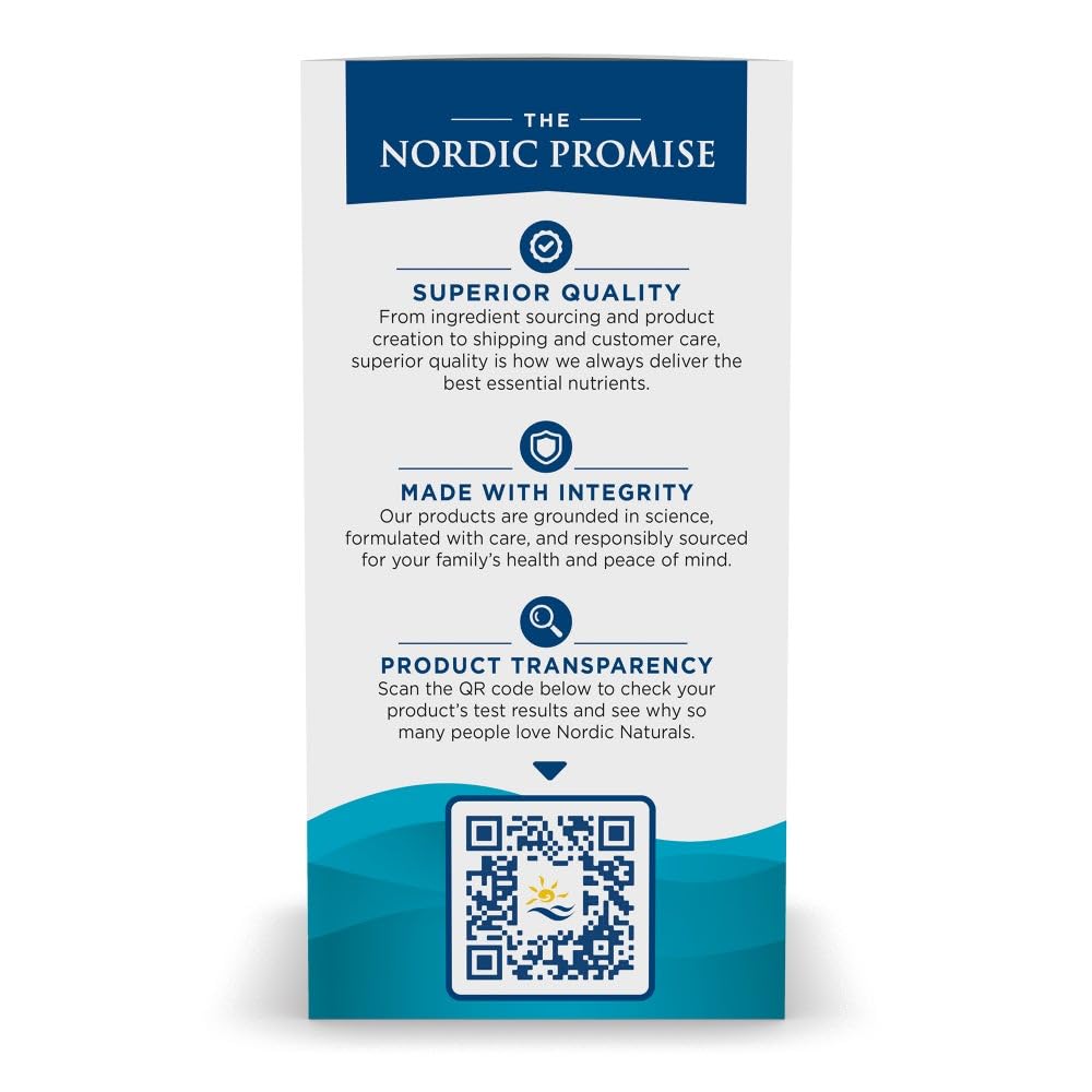 Nordic Naturals Omega-3 Lemon packaging box highlighting sustainability.