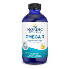 Nordic Naturals Omega-3 Lemon bottle front showing clean design and flavor appeal