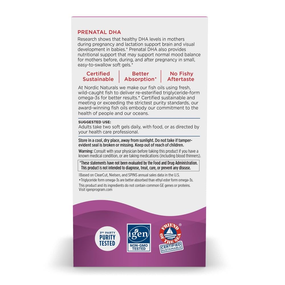 Nordic Naturals Prenatal DHA mother-to-be use image suggests daily prenatal nutrition.