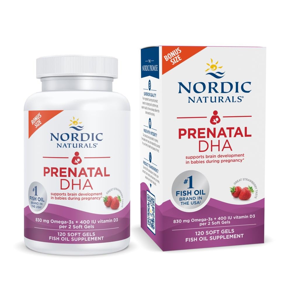 Nordic Naturals Prenatal DHA strawberry bottle supports daily omega-3 intake